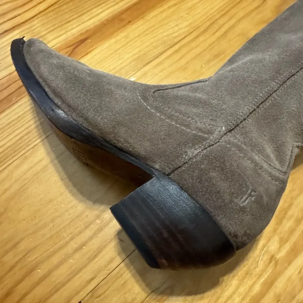 Frye Sacha Over The Knee Tall Ash Tan Suede Leather Side Zip Women’s Size 6.5 B